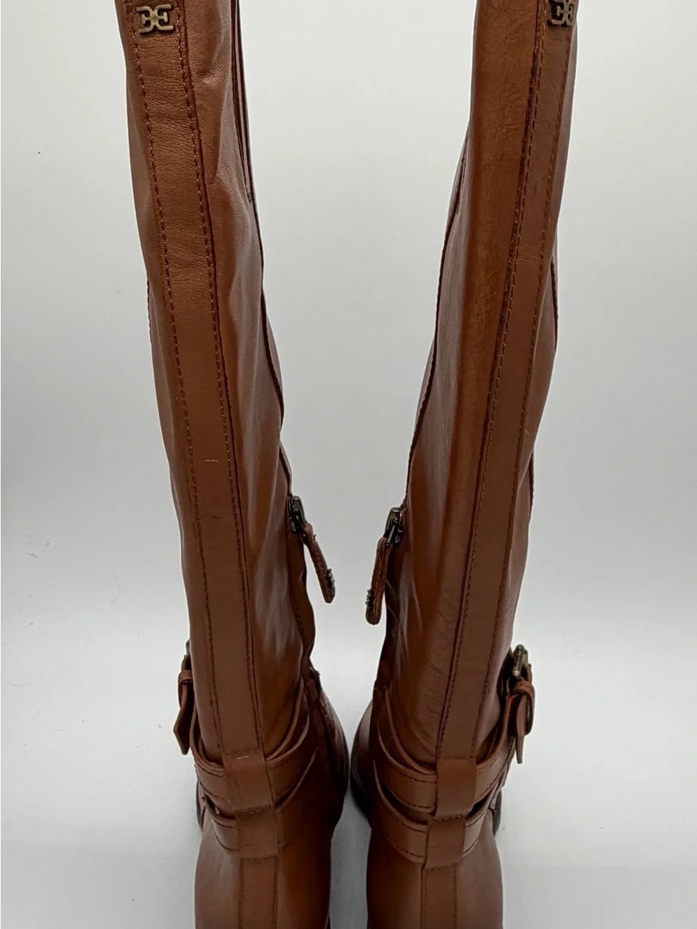 Sam Edelman Pansy Chestnut Leather Over-The-Knee Buckle Boots